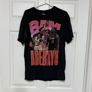 Black Graphic Tee with Red and Pink Accents